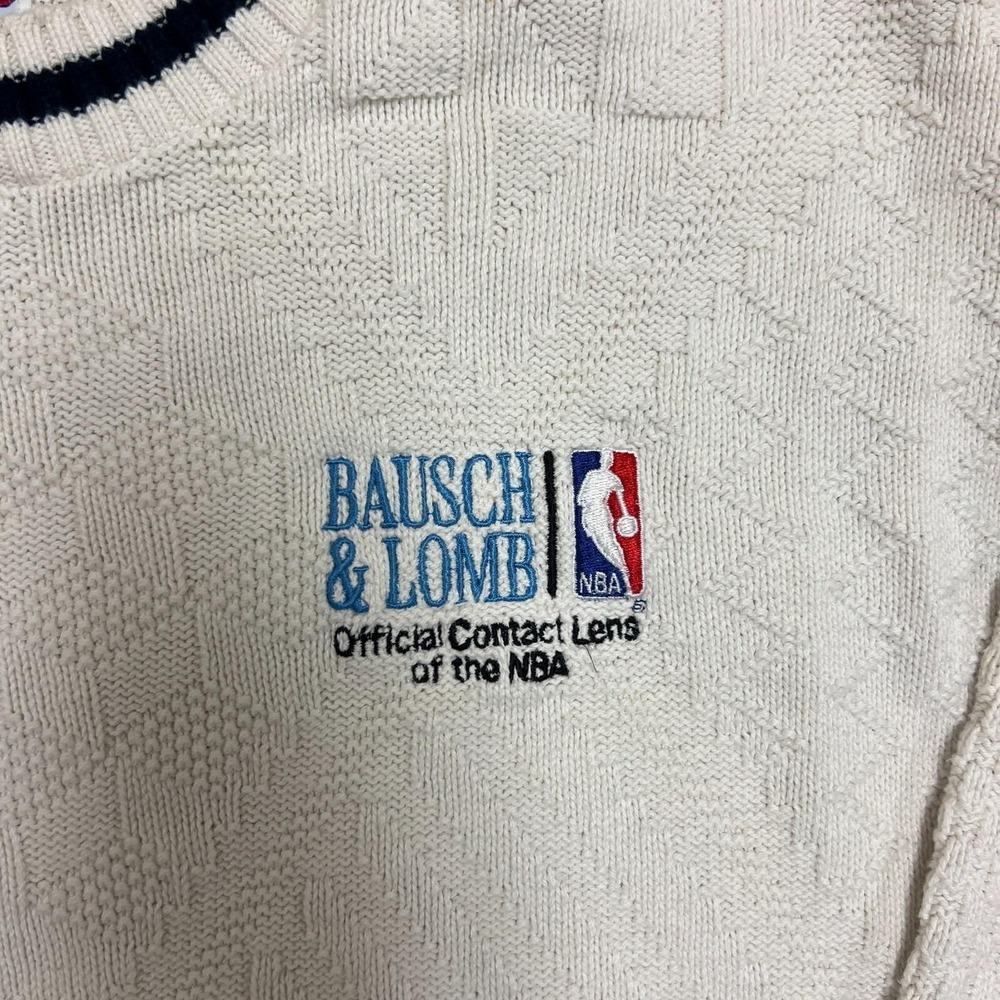 Vintage Bausch & Lomb NBA Sweater Mens XXL White 1990s Nutmeg - Picture 3 of 9